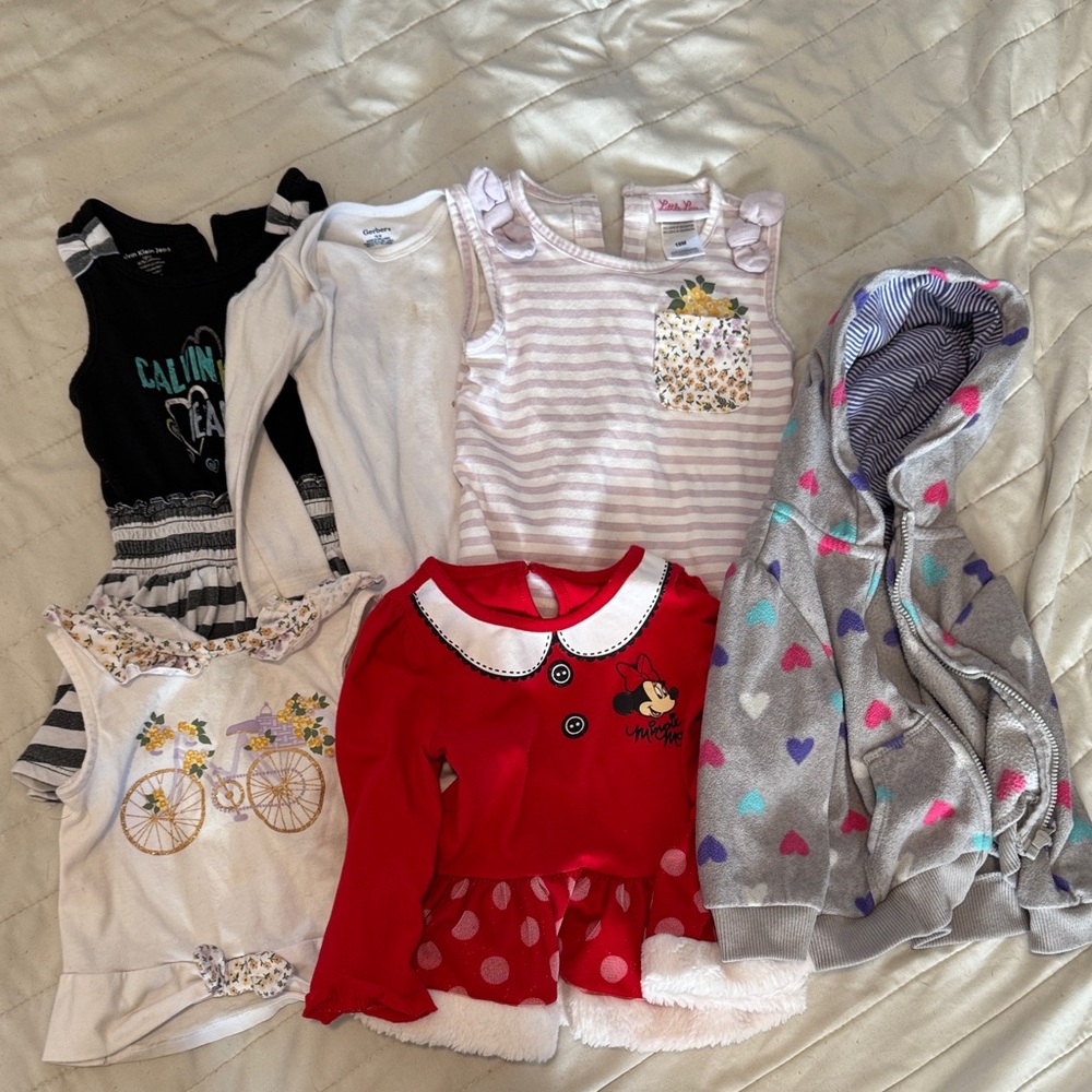 Little Lass White and Pink Striped Dress Set
